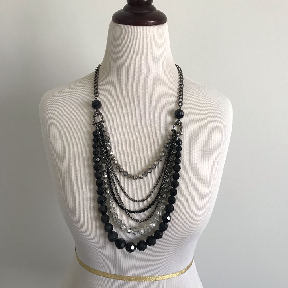 Layered Black and Metal Necklace